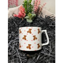 Pınterest Tarzı Kalpli Ayıcık'lı Kupa Bardak - Arkadaşa ve Sevgiliye Özel Hediye