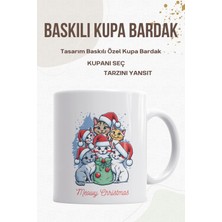 Meow Christmas Kediler Baskılı Kupa Bardak - Yılbaşı Kedili Kupa Bardak