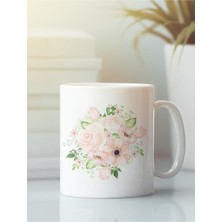 Beyaz Kupa Bardak Çiçekli