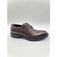 Santorino Ayakkabı Erkek Hakiki Deri Kahve Flother Kauçuk Taban Klasik Ayakkabı