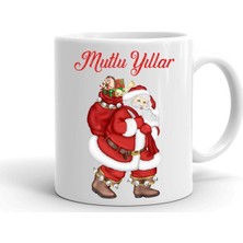 Yılbası Noel Temalı Baskılı Seramik Beyaz Kupa