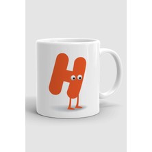 Porselen H Harfli Beyaz Kupa Bardak