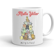 Yılbası Noel Temalı Baskılı Seramik Beyaz Kupa