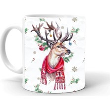 Yılbası Noel Temalı Baskılı Seramik Beyaz Kupa
