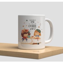 Beyaz Kupa Bardak A270 - Nakış Kanaviçe Kedi Yumak Kalp Sevgi