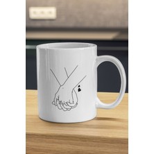 El Ele Tutuşan Figür Kupa Bardak | Sevgiliye Hediye Kupa | Baskılı Özel Tasarım Kupa Bardak