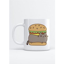 Pusheen Burger Baskılı Porselen Kupa Bardak