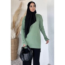Julude Gülseli Bisiklet Yaka Tesettür Triko Tunik P-00020375