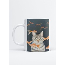 Sinirli Kedi Baskı Porselen Kupa Bardak