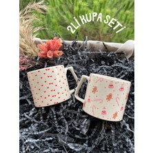 2 ‘li Seramik Kupa Bardak , Yılbaşı Ağacı, Kurabiye, Kardan Adam, Yeni Yıl & Doğum Günü Hediyesi