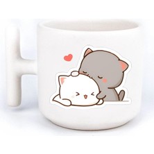 Cat Sevimli Aşk Sevgilli Eş El Yapımı T Kulplu Fincan
