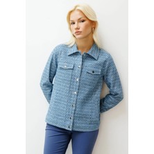 Ekol Kadın Pul Işlemeli Mavi Mont 06030