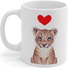 Beyaz Küçük Aslan Baskılı Kupa Bardak