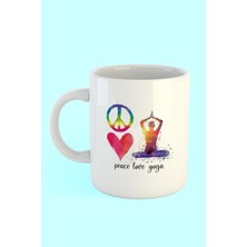 Peace, Love, Yoga Baskılı Kahve Kupası