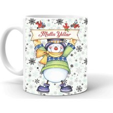 Yılbası Noel Temalı Baskılı Seramik Beyaz Kupa