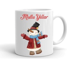 Yılbası Noel Temalı Baskılı Seramik Beyaz Kupa