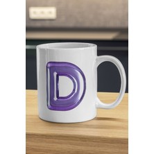 Mor Balon D Harfi Kupa | D Harfi Baskılı Kupa Bardak | Harf Baskılı Kupa | Harfli Kupa | Hediyelik