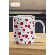 Bardağı Kaplayan Büyük Kirazlar Kupa - Büyük Kiraz Desenli Baskılı Kupa Bardak