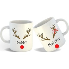 Yeni Yıl Anne Baba Noel Temalı 2 Li Kupa Bardak