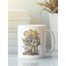 Beyaz Kupa Bardak Vintage Dostluk Kardeşlik Arkadaşlık