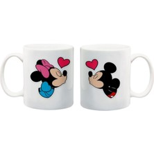 Sevgili Kupaları Mickey ve Minnie Çift Kupa Tasarım Porselen