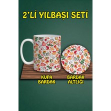 Yılbaşı Temalı Kupa ve Bardak Altlığı Seti