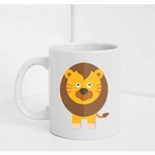 Sevimli Aslan Figürlü Beyaz Baskılı Kupa