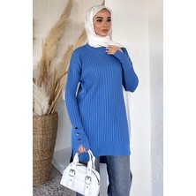 Julude Gülseli Bisiklet Yaka Tesettür Triko Tunik P-00020375