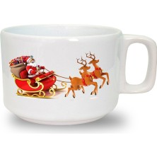 Yılbaşı Noel Baskılı Seramik Beyaz Kahve Kupası