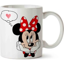 Minnie Mouse Kalp Porselen Kupa Bardak