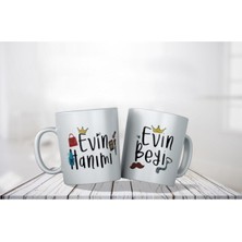 Porselen - Evin Hanımı Evin Beyi Ikili Çift Kupası- Makinede Yıkanabilir