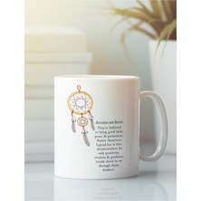 Beyaz Porselen Kupa Bardak Dreamcatcher Düş Kapanı