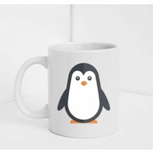 Sevimli Penguen Figürlü Beyaz Baskılı Kupa
