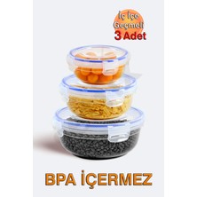 Dünya Lock&fresh Contalı Yuvarlak Saklama Kabı (400, 800, 1350ML) (Üçlü Set)