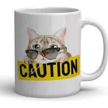 Beyaz Kedi Baskılı Kupa