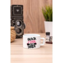 Beyaz Black Pink Baskılı Seramik Kahve Kupası