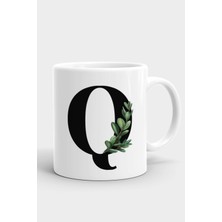 Porselen Q Harfli Beyaz Kupa Bardak