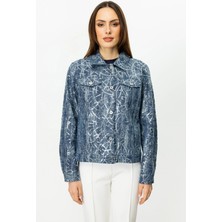 Ekol Kadın Pul Işlemeli Indigo Kot Mont 06026