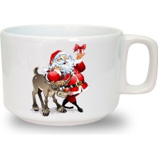 Yılbaşı Noel Baskılı Seramik Beyaz Kahve Kupası
