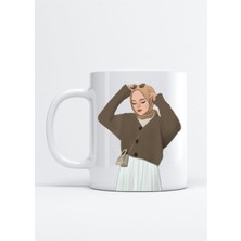 Şık Kadın Baskılı Porselen Kupa Bardak