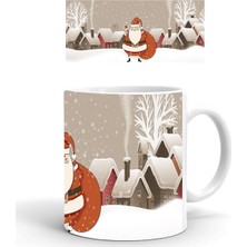 Yılbaşı Noel Baba Temalı Baskılı Seramik Beyaz Kupa