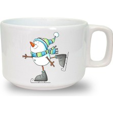 Yılbaşı Noel Baskılı Seramik Beyaz Kahve Kupası