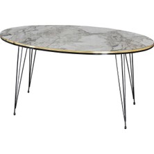 Orta Sehpa Elips Siyah Tel Ayak Çift Altın Efes