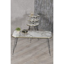 Zigon Sehpa ve Orta Sehpa Kr Set Siyah Tel Ayak Çift Altın Efes