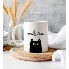 Kişiye Özel Isimli Kedili Kupa Bardak - Doğum Günü Hediyesi - Arkadaşa Hediye