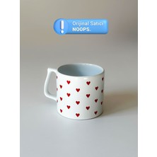 Kalp Desenli Baskılı Kupa Bardak Seramik Kahve Mug