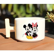 Mickey ve Minnie Mouse Baskılı Beyaz T Kulplu Kupa Bardak
