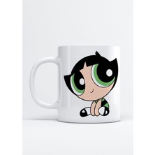 Beyaz Buttercup Powerpuff Girls Baskılı Porselen Kupa Bardak