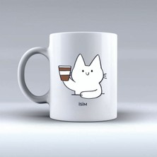 Stay Posıtıve Kedili Isimli Kişiye Özel Iki Taraflı Kupa Bardak