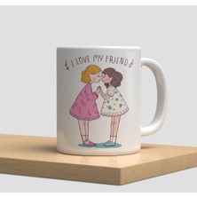 Beyaz Kupa Bardak arkadaşlık Sevgi Dostluk